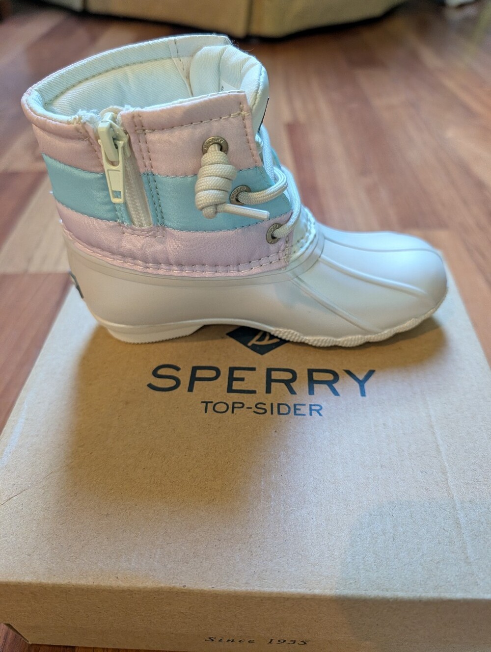 Sperry Kids Rain Boots Pink Blue Colorblock Waterproof Size 10 New In Box - Picture 4 of 9